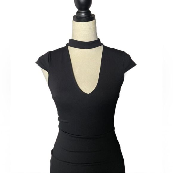 3/$20 Charlotte Russe Black Chocker Bodycon Mini Dress (Size: Small) - Picture 4 of 7